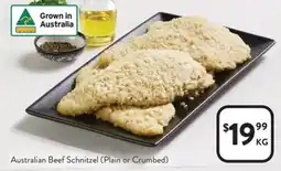 Foodworks Australian Beef Schnitzel (Plain or Crumbed) offer