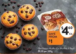 Foodworks The Happy Muffin Co. Muffins 4 Pack offer