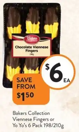 Foodworks Bakers Collection Viennese Fingers or Yo Yo's 6 Pack offer