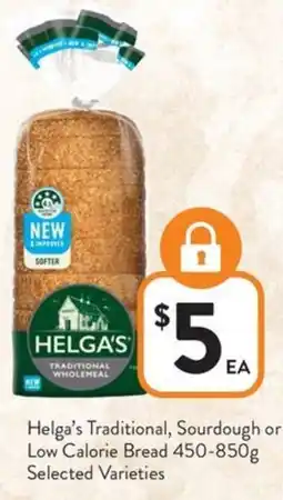 Foodworks Helga's Traditional, Sourdough or Low Calorie Bread Selected Varieties offer