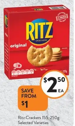 Foodworks Ritz Crackers Selected Varieties offer