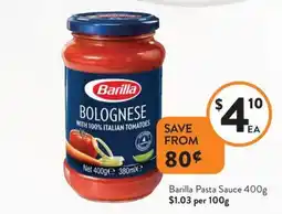 Foodworks Barilla Pasta Sauce offer