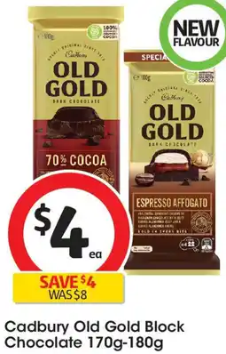 Coles Cadbury Old Gold Block Chocolate offer