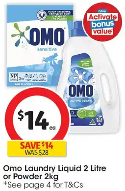 Coles Omo Laundry Liquid or Powder offer