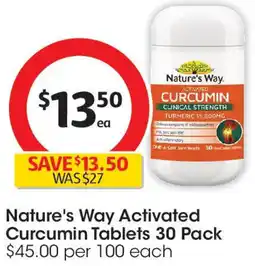 Coles Nature's Way Activated Curcumin Tablets 30 Pack offer