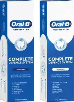 Coles Oral B Pro Health Advanced Deep Clean or Whitening Toothpaste 110g offer
