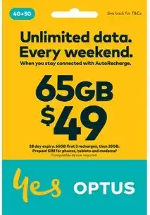 Coles Optus $49 Prepaid SIM offer