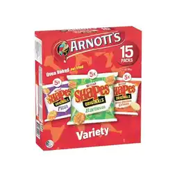 Woolworths Arnott’s Shapes Multipack Cracker Biscuits Variety 375g Pk 15 offer