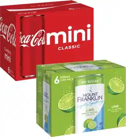 Coles Coca-Cola or Mt Franklin Mini Cans 6x250mL offer