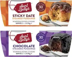 Coles Aunt Betty's Pudding 2 Pack 190g-220g offer