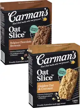 Coles Carman's Oat Slice 5 Pack 175g offer