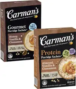 Coles Carman's Porridge Sachets 240g-320g offer