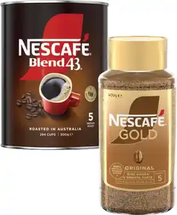 Coles Nescafé Blend 43 500g or Gold 400g offer