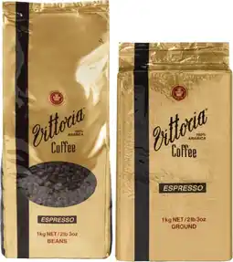 Coles Vittoria Espresso Coffee Beans or Ground 1kg offer