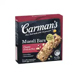 Woolworths Carman’s Protein Bakes 175-180g Pk 4-5 or Muesli Bars 150-270g Pk 5-6 offer