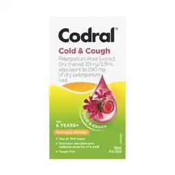 Woolworths Codral Cold & Cough Liquid Pelargonium Root 100ml offer