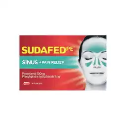 Woolworths Sudafed PE Sinus & Pain Relief Tablets Pk 16 offer