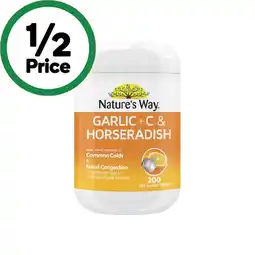 Woolworths Nature’s Way Garlic + C & Horseradish Tablets Pk 200 offer