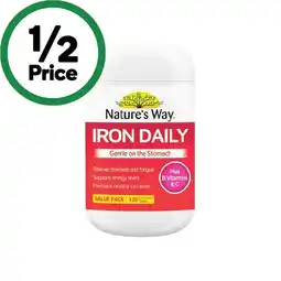 Woolworths Nature’s Way Iron Daily Tablets Pk 120 offer