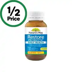Woolworths Nature’s Way Restore Probiotic Daily Health Capsules Pk 120 offer