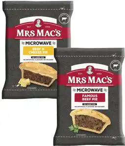 Coles Mrs Mac's Microwaveable Beef Pie 175g offer