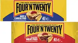 Coles Four'N Twenty Traditional Meat Pies 4 Pack 700g offer