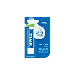 Woolworths Nivea Original Care Moisturising Lip Balm 4.8g offer