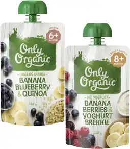 Coles Only Organic 4+ Months, 6+ Months or 8+ Months Baby Food Pouch 120g offer