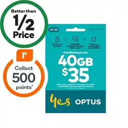Woolworths Optus $35 SIM Starter Kit (AutoRecharge required) offer