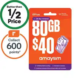 Woolworths amaysim $40 Starter Pack¥ offer