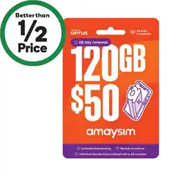 Woolworths amaysim $50 Starter Pack¥ offer
