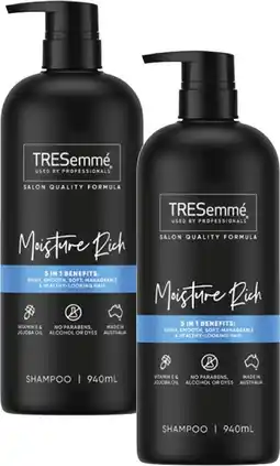 Coles Tresemmé Shampoo or Conditioner 940mL offer