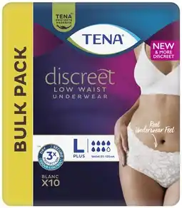 Coles Tena Discreet Low Waist Blanc Underwear Size L 10 Pack offer