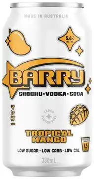 Coles Barry Shochu Tropical Mango Soda Cans 4x330mL offer