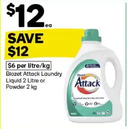 Woolworths Biozet Attack Laundry Liquid 2 Litre or Powder 2 kg offer