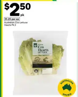 Woolworths Australian Cos Lettuce Hearts Pk 2 offer