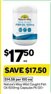 Woolworths Nature's Way Wild Caught Fish Oil 1500mg Capsules Pk 120 offer