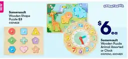 Woolworths Somersault Wooden Puzzle Animal Assorted or Clock offer