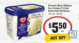 IGA Streets Blue Ribbon Ice Cream 2 Litre Selected Varieties offer