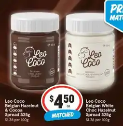 IGA Leo Coco Belgian Hazelnut & Cocoa Spread 325g offer