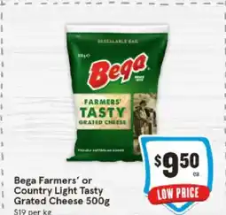 IGA Bega Farmers’ or Country Light Tasty Grated Cheese 500g offer