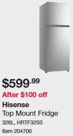 Costco Hisense Top Mount Fridge offer