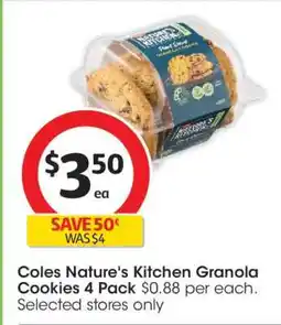 Coles Coles Nature's Kitchen Granola Cookies 4 Pack offer