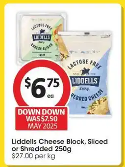 Coles Liddells Cheese Block, Sliced or Shredded 250g offer