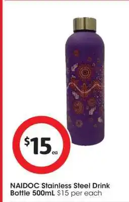 Coles NAIDOC Stainless Steel Drink Bottle 500mL offer