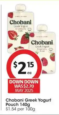 Coles Chobani Greek Yogurt Pouch 140g offer