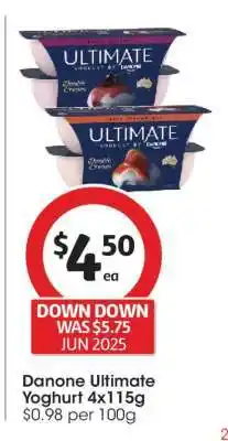 Coles Danone Ultimate Yoghurt 4x115g offer