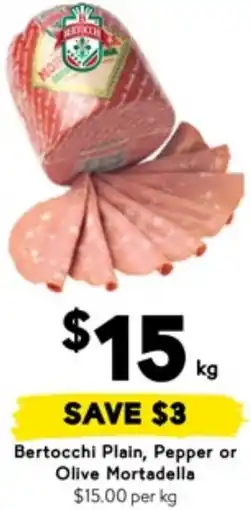 Drakes Bertocchi Plain, Pepper or Olive Mortadella offer