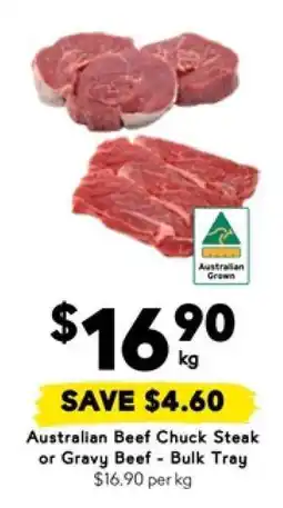 Drakes Australian Beef Chuck Steak or Gravy Beef - Bulk Tray offer