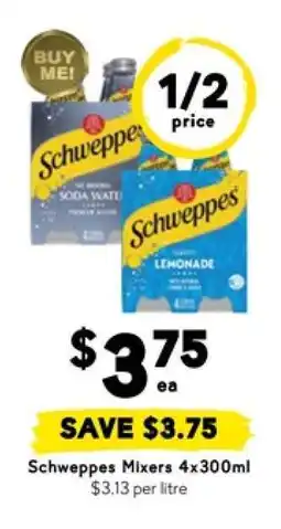 Drakes Schweppes Mixers 4x300mL offer